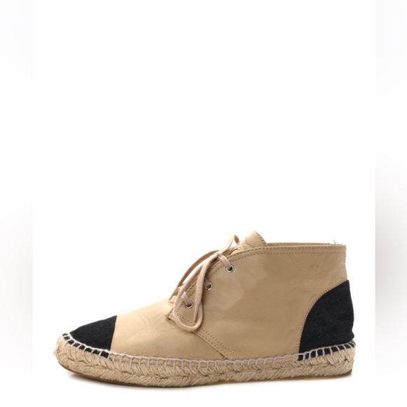 CHANEL CALFSKIN LACEUP ESPADRILLES- lightly worn - Picture 4 of 8